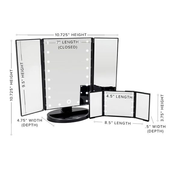 Impressions Vanity Touch and Go Trifold Mirror Bundle in Matte Black - Picture 3 of 6
